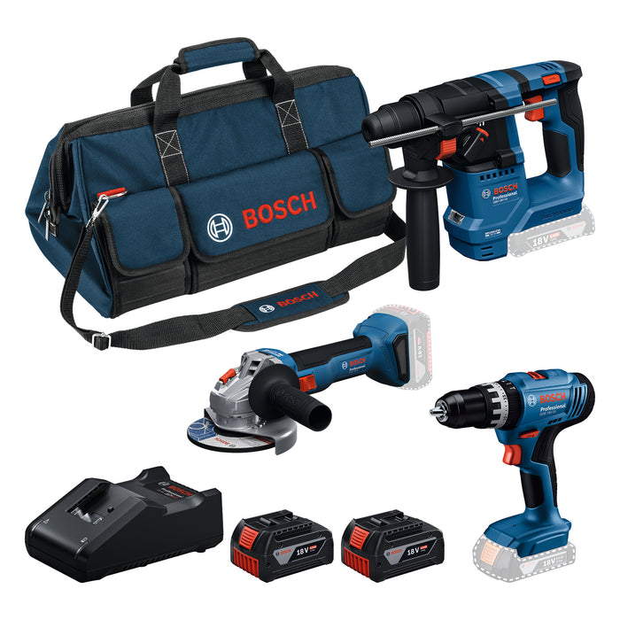 BOSCH Komplet od 3 alata od 18 V: GSB + GBH + GWS + 2x GBA 4.0Ah + GAL18V-40 - Combi komplet 18V GSB+GBH+GWS+2x4.0Ah+GA (0615A500AG)-SBT Alati Beograd