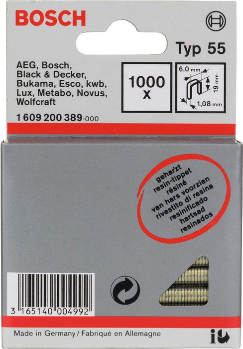 Bosch spajalica sa uskim leđima tip 55 obložena smolom 6 x 1,08 x 19 mm - 1609200389