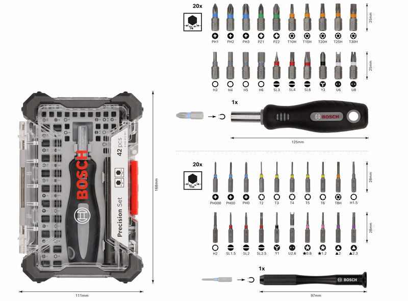 BOSCH Set preciznih nastavaka za odvrtač, 42 kom. - 42-delni set preciznih odvijača (2607002835)-SBT Alati Beograd
