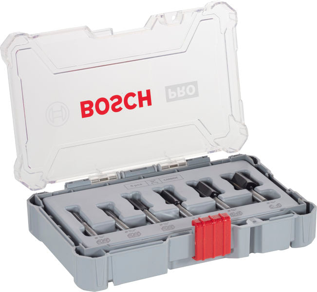BOSCH Set PRO ravnih glodala, prihvat 1/4″, 6 delova - Set glodala 6 kom Straight 1/4" prihvat (2607017467)-SBT Alati Beograd