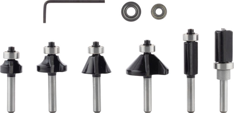 BOSCH Set PRO glodala za obaranje ivica, prihvat 1/4″, 6 delova - Set glodala 6 kom Trim&Edging 1/4" prih. (2607017470)-SBT Alati Beograd