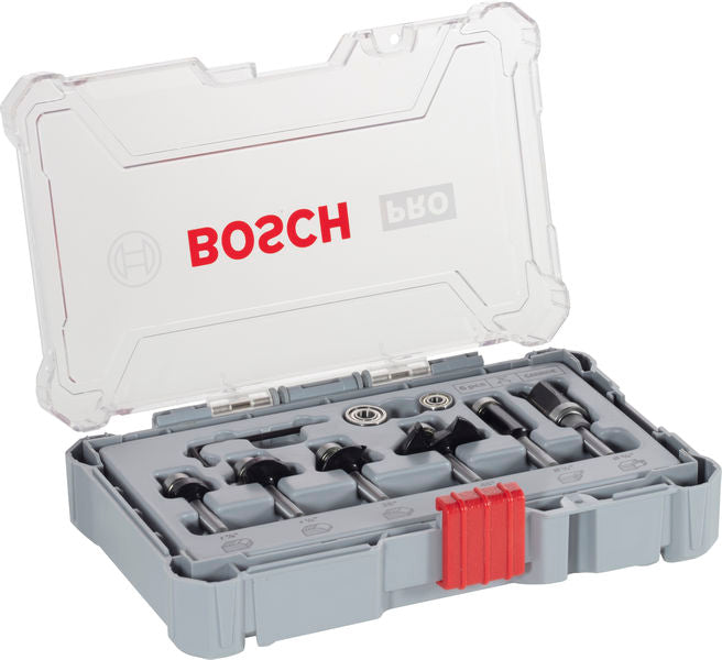 BOSCH Set PRO glodala za obaranje ivica, prihvat 1/4″, 6 delova - Set glodala 6 kom Trim&Edging 1/4" prih. (2607017470)-SBT Alati Beograd