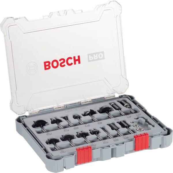 BOSCH Kombinovani set PRO glodala, prihvat 1/4″, 15 delova - Set glodala 15 kom Mixed 1/4" prihvat (2607017473)-SBT Alati Beograd