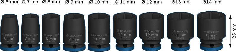 BOSCH PRO Impact Socket Set, 1/4", standardni, 9 delova - (2608003034)-SBT Alati Beograd
