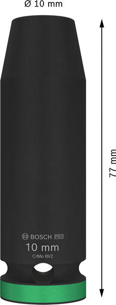 BOSCH PRO Impact Socket, 1/2", 10 mm, duboki - Spojka 1/2" 10mm L Socket (2608003044)-SBT Alati Beograd
