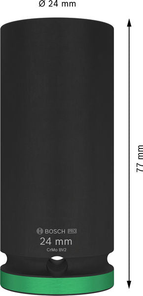 BOSCH PRO Impact Socket, 1/2", 24 mm, duboki - Spojka 1/2" 24mm L Socket (2608003055)-SBT Alati Beograd