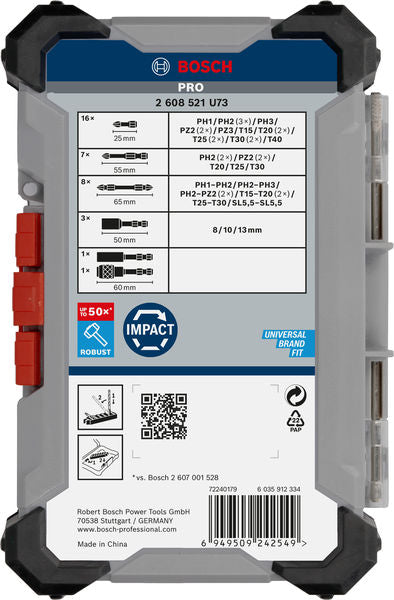 BOSCH PRO Impact set nastavaka za odvrtače, 36 kom. - Komplet umetaka uvrtača PRO Impact Set (2608521U73)-SBT Alati Beograd