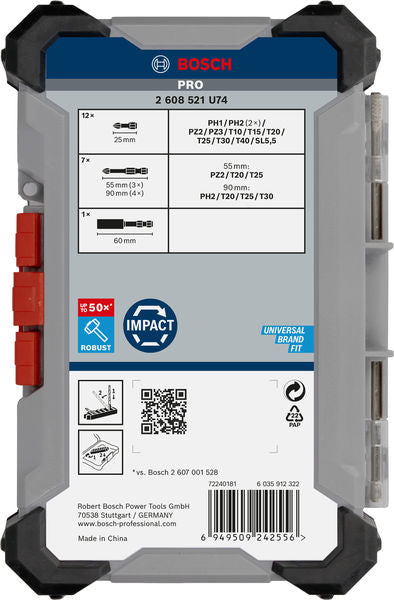BOSCH PRO Impact set nastavaka za odvrtače, 20 kom. - Komplet umetaka uvrtača PRO Impact Set (2608521U74)-SBT Alati Beograd