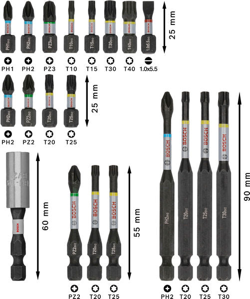 BOSCH PRO Impact set nastavaka za odvrtače, 20 kom. - Komplet umetaka uvrtača PRO Impact Set (2608521U74)-SBT Alati Beograd