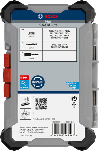 BOSCH PRO Impact set nastavaka za odvrtače, 24 kom. - Komplet umetaka uvrtača PRO Impact Set (2608521U75)-SBT Alati Beograd