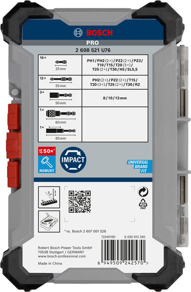 BOSCH PRO Impact set nastavaka za odvrtače, 33 kom. - Komplet umetaka uvrtača PRO Impact Set (2608521U76)-SBT Alati Beograd