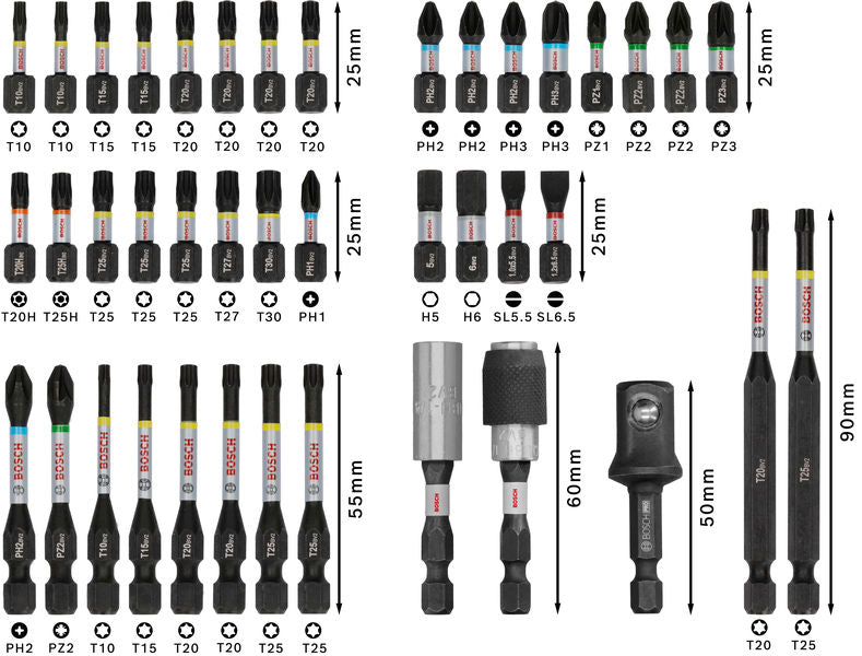 BOSCH PRO Impact set nastavaka za odvrtače, 41 kom. - Komplet umetaka uvrtača PRO Impact Set (2608521U78)-SBT Alati Beograd