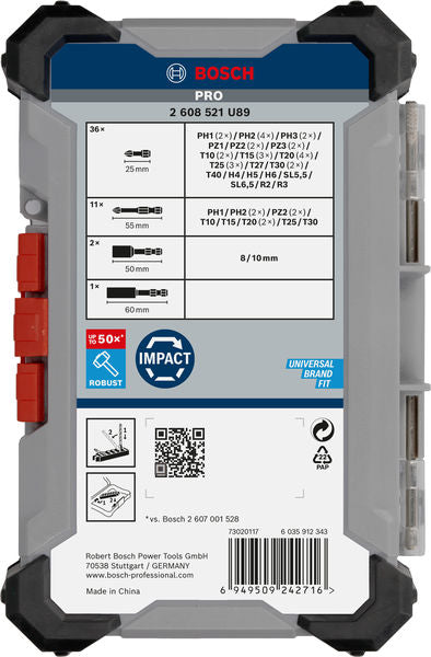 BOSCH PRO Impact set nastavaka za odvrtače, 50 kom. - Komplet umetaka uvrtača PRO Impact Set (2608521U89)-SBT Alati Beograd