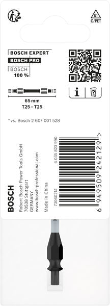 BOSCH PRO dvostrani Impact nastavak sa Pick and Click indeksom, T25, 65 mm - Umetak uvrtača PRO T25 Impact (2608522541)-SBT Alati Beograd