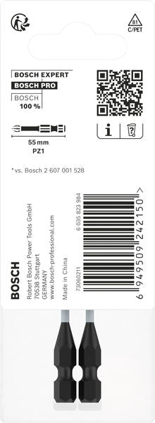 BOSCH PRO Pozidriv Impact nastavak, PZ1, 55 mm, 2 kom. - Umetak uvrtača PRO PZ1 Impact (2608522543)-SBT Alati Beograd