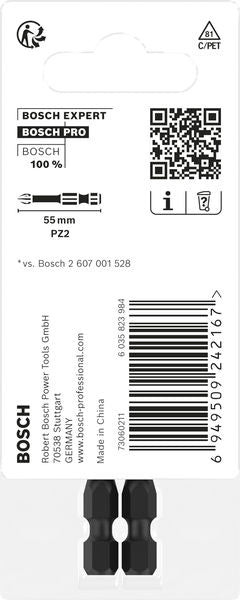 BOSCH PRO Pozidriv Impact nastavak, PZ2, 55 mm, 2 kom. - Umetak uvrtača PRO PZ2 Impact (2608522544)-SBT Alati Beograd