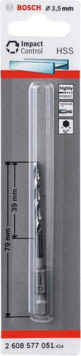 Bosch HSS spiralna burgija sa šestostranim prihvatom 3,5mm 3.5 x 39 x 79 mm pakovanje od 1 komada - 2608577051