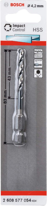 Bosch HSS spiralna burgija sa šestostranim prihvatom 4,2mm 4.2 x 43 x 83 mm pakovanje od 1 komada - 2608577054