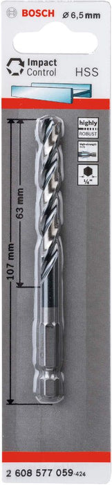 Bosch HSS spiralna burgija sa šestostranim prihvatom 6,5 mm 6.5 x 63 x 107 mm pakovanje od 1 komada - 2608577059