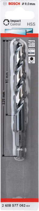 Bosch HSS spiralna burgija sa šestostranim prihvatom 9,0mm 9 x 81 x 125 mm pakovanje od 1 komada - 2608577062