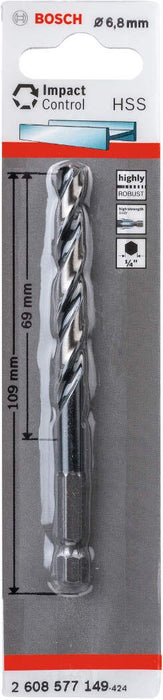 Bosch HSS spiralna burgija sa šestostranim prihvatom 6,8 mm 6.8 x 69 x 109 mm pakovanje od 1 komada - 2608577149