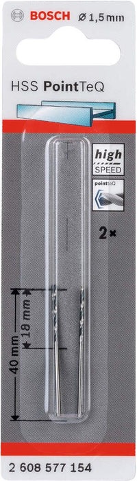 Bosch HSS spiralna burgija PointTeQ 1,5 mm pakovanje od 2 komada - 2608577154