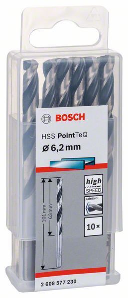 Bosch HSS spiralna burgija PointTeQ 6,2 mm paket od 10 komada