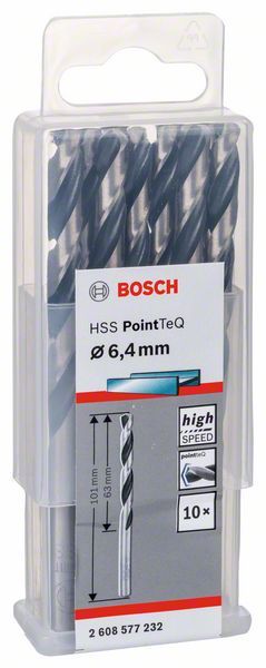 Bosch HSS spiralna burgija PointTeQ 6,4 mm paket od 10 komada