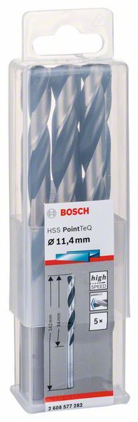 Bosch HSS spiralna burgija PointTeQ 11,4 mm paket od 5 komada