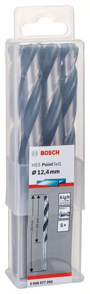 Bosch HSS spiralna burgija PointTeQ 12,4 mm paket od 5 komada