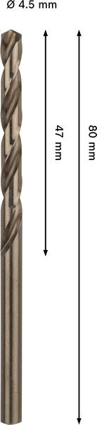 BOSCH PRO Stainless Steel HSS-Co Spiralna burgija, 4,5×47×80 mm - Spiralna burgija    PRO Stainless HSS-Co (2608577598)