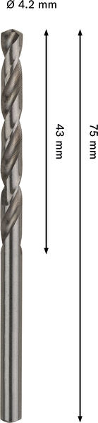 BOSCH PRO Metal HSS-G spiralna burgija, 4,2×43×75 mm - Spiralna burgija PRO Metal HSS-G CYL (2608577641)-SBT Alati Beograd