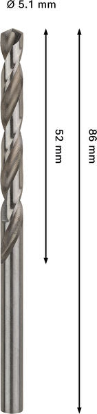 BOSCH PRO Metal HSS-G spiralna burgija, 5,1×52×86 mm - Spiralna burgija PRO Metal HSS-G CYL (2608577647)-SBT Alati Beograd