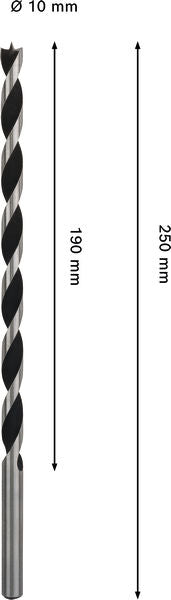 BOSCH PRO Wood spiralna burgija, 10×190×250 mm - (2608577723)-SBT Alati Beograd