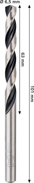 BOSCH Metal HSS spiralna burgija, 6,5×63×101 mm, CYL prihvat - Spiralna burgija HSS PointTeQ, 6.5mm (2608577845)-SBT Alati Beograd