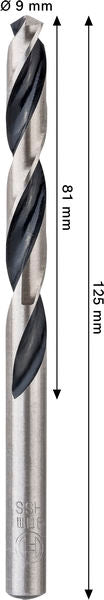 BOSCH Metal HSS spiralna burgija, 9×81×125 mm, CYL prihvat - Spiralna burgija    HSS PointTeQ, 9mm (2608577850)