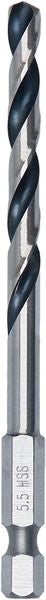 BOSCH Metal HSS spiralna burgija, 5,5×57×98 mm, HEX prihvat od 1/4 inča - Spiralna burgija HSS PointTeQ, 5.5mm (2608577873)-SBT Alati Beograd