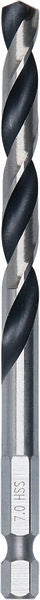 BOSCH Metal HSS spiralna burgija, 7×69×109 mm, HEX prihvat od 1/4 inča - Spiralna burgija HSS PointTeQ, 7mm (2608577877)-SBT Alati Beograd