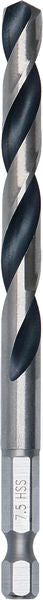 BOSCH Metal HSS spiralna burgija, 7,5×69×109 mm, HEX prihvat od 1/4 inča - Spiralna burgija HSS PointTeQ, 7.5mm (2608577878)-SBT Alati Beograd