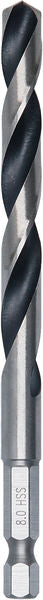 BOSCH Metal HSS spiralna burgija, 8×75×117 mm, HEX prihvat od 1/4 inča - Spiralna burgija HSS PointTeQ, 8mm (2608577879)-SBT Alati Beograd