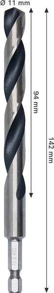 BOSCH Metal HSS spiralna burgija, 11×94×142 mm, HEX prihvat od 1/4 inča - Spiralna burgija    HSS PointTeQ, 11mm (2608577884)