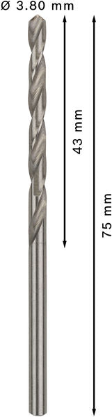 BOSCH PRO Metal HSS-G spiralna burgija standardne dužine, 3,8×43×75 mm, 10 kom. - Bur.za metalHSS-G Standard line3,8x43x75 (2608585484)-SBT Alati Beograd