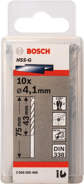 Bosch burgija za metal HSS-G, DIN 338 4,1 x 43 x 75 mm pakovanje od 10 komada - 2608585486