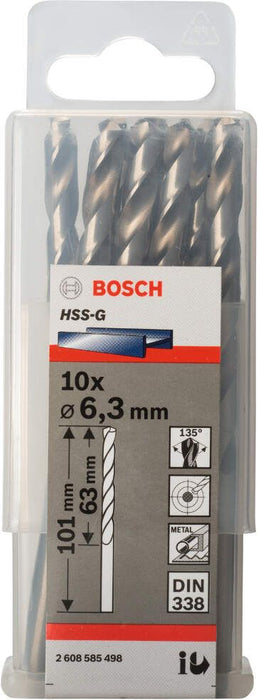 Bosch burgija za metal HSS-G, DIN 338 6,3 x 63 x 101 mm pakovanje od 10 komada - 2608585498