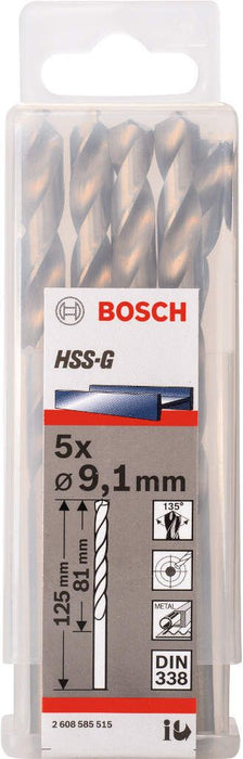 Bosch burgija za metal HSS-G, DIN 338 9,1 x 81 x 125 mm pakovanje od 5 komada - 2608585515