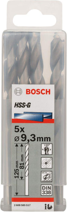 Bosch burgija za metal HSS-G, DIN 338 9,3 x 81 x 125 mm pakovanje od 5 komada - 2608585517