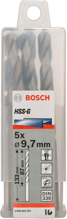 Bosch burgija za metal HSS-G, DIN 338 9,7 x 87 x 133 mm pakovanje od 5 komada - 2608585520