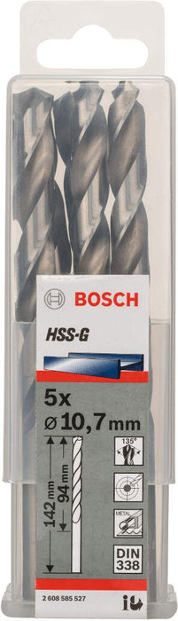 Bosch burgija za metal HSS-G, DIN 338 10,7 x 94 x 142 mm pakovanje od 5 komada - 2608585527
