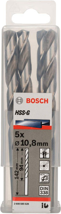 Bosch burgija za metal HSS-G, DIN 338 10,8 x 94 x 142 mm pakovanje od 5 komada - 2608585528
