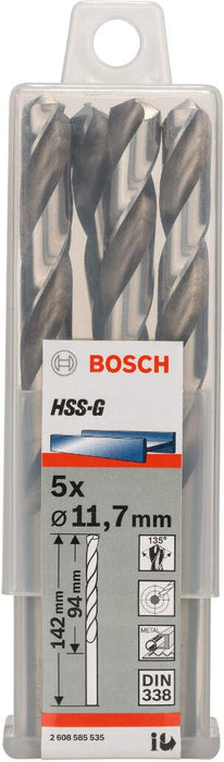 Bosch burgija za metal HSS-G, DIN 338 11,7 x 94 x 142 mm pakovanje od 5 komada - 2608585535